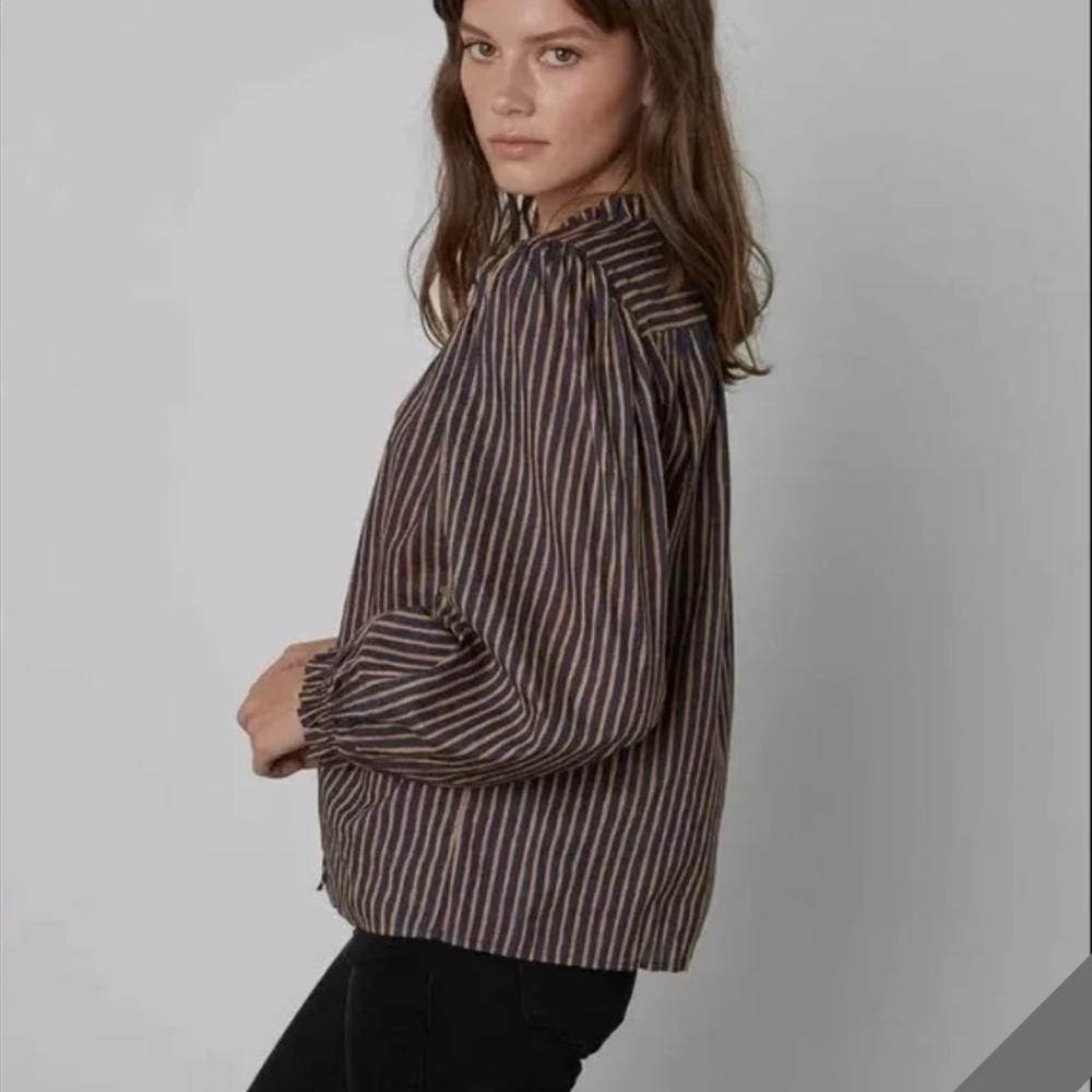 Velvet by Graham & Spencer Black and White Puff Sleeve Blouse - Picture 3 of 6